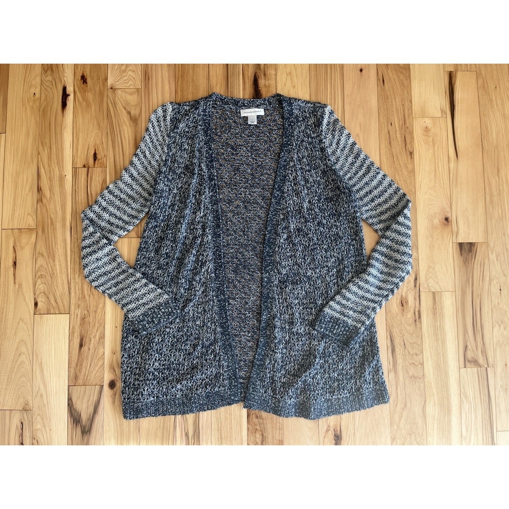 Women's Blue & white Marled Open Knit Sweater Beachy Christopher & Banks Sz. LG